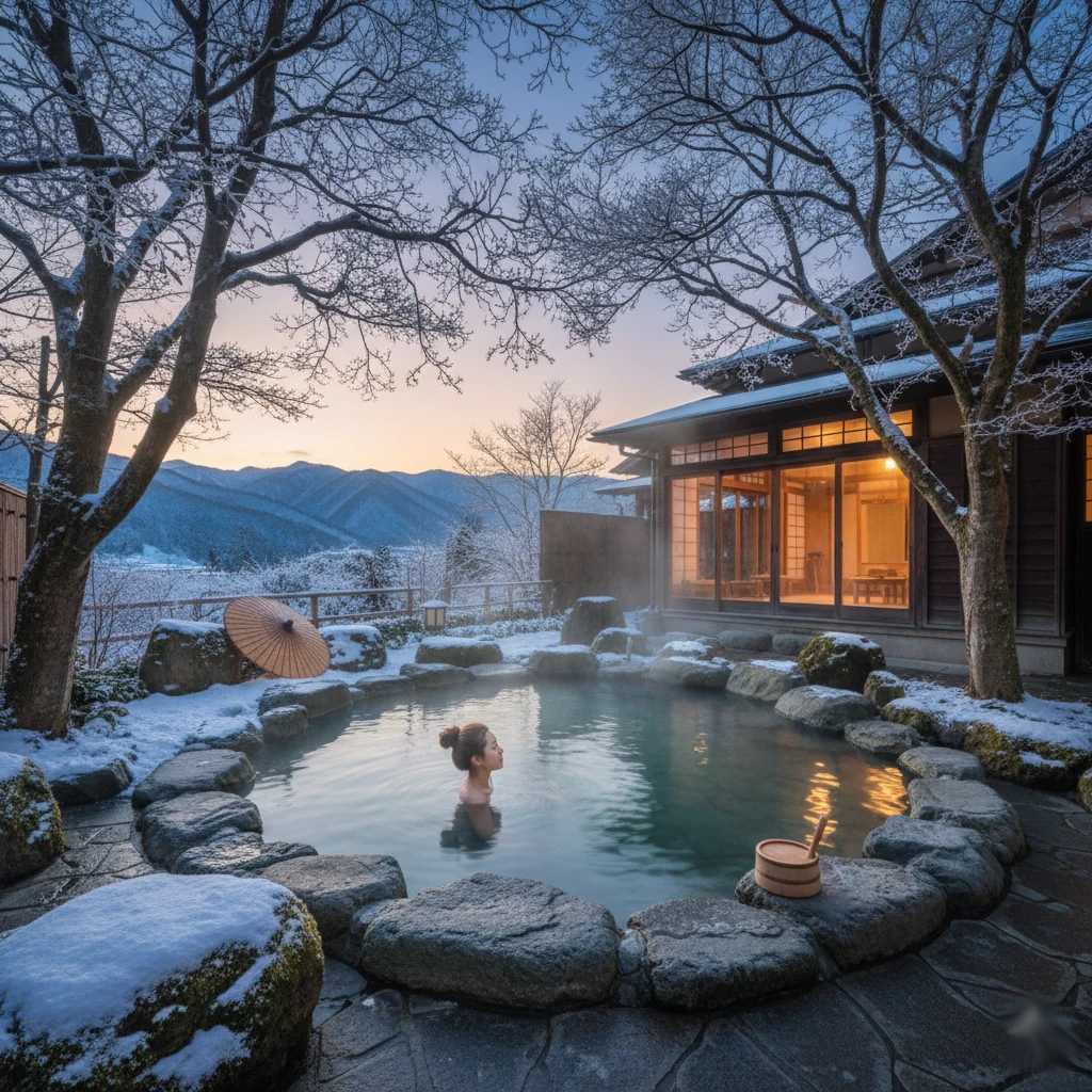 Traditional Japanese onsen ryokan setting
